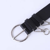 Maxbell Double Grommet Belt with Chain Leather Punk Waist Belt Trousers Accessories Black
