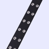 Maxbell Double Grommet Belt with Chain Leather Punk Waist Belt Trousers Accessories Black