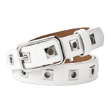 Maxbell Punk Waist Belt Casual Single Eyelet Waistband Women Belt for Party White