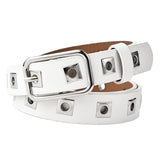 Maxbell Punk Waist Belt Casual Single Eyelet Waistband Women Belt for Party White
