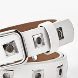 Maxbell Punk Waist Belt Casual Single Eyelet Waistband Women Belt for Party White