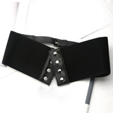 Maxbell Elastic Wide Waist Belt PU Waistband Vintage Style Cosplay Club Dresses