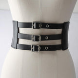 Maxbell Elastic Wide Waist Belt PU Waistband Vintage Style Cosplay Club Dresses