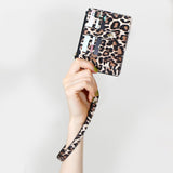 Maxbell ID Card Holder Women Bracelets Zipper Case Leather Key Chain Female Leopard print
