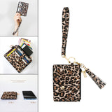 Maxbell ID Card Holder Women Bracelets Zipper Case Leather Key Chain Female Leopard print
