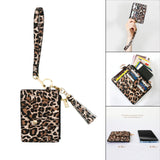 Maxbell ID Card Holder Women Bracelets Zipper Case Leather Key Chain Female Leopard print