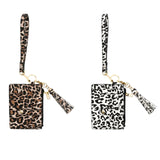 Maxbell ID Card Holder Women Bracelets Zipper Case Leather Key Chain Female Leopard print