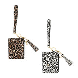 Maxbell ID Card Holder Women Bracelets Zipper Case Leather Key Chain Female Leopard print