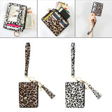 Maxbell ID Card Holder Women Bracelets Zipper Case Leather Key Chain Female Leopard print