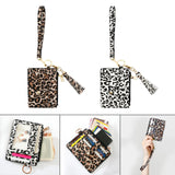 Maxbell ID Card Holder Women Bracelets Zipper Case Leather Key Chain Female Leopard print