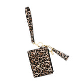 Maxbell ID Card Holder Women Bracelets Zipper Case Leather Key Chain Female Leopard print