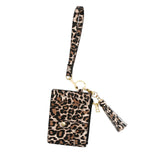 Maxbell ID Card Holder Women Bracelets Zipper Case Leather Key Chain Female Leopard print