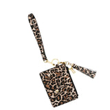 Maxbell ID Card Holder Women Bracelets Zipper Case Leather Key Chain Female Leopard print
