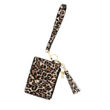 Maxbell ID Card Holder Women Bracelets Zipper Case Leather Key Chain Female Leopard print