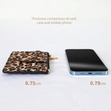 Maxbell ID Card Holder Women Bracelets Zipper Case Leather Key Chain Female Leopard print