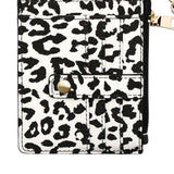Maxbell ID Card Holder Women Bracelets Zipper Case Leather Key Chain Female Leopard print white
