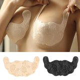 Maxbell Disposable Chest Stickers Backless U Shape Lace Nipple Covers for Daily Wear Khaki C