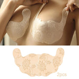 Maxbell Disposable Chest Stickers Backless U Shape Lace Nipple Covers for Daily Wear Khaki C