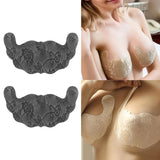 Maxbell Disposable Chest Stickers Backless U Shape Lace Nipple Covers for Daily Wear Black D
