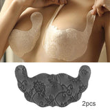 Maxbell Disposable Chest Stickers Backless U Shape Lace Nipple Covers for Daily Wear Black D