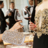 Maxbell Clutch Purse Rectangle Tote Evening Bag for Cocktail Party Wedding Women Silver
