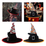 Maxbell Halloween Witch Hats Cosplay Wide Brim Witch Top Pointed Caps for Women Men Red