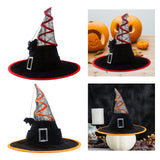 Maxbell Halloween Witch Hats Cosplay Wide Brim Witch Top Pointed Caps for Women Men Red