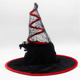 Maxbell Halloween Witch Hats Cosplay Wide Brim Witch Top Pointed Caps for Women Men Red