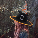 Maxbell Halloween Witch Hats Cosplay Wide Brim Witch Top Pointed Caps for Women Men Yellow