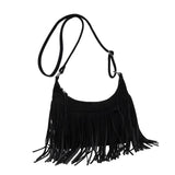 Maxbell Shoulder Handbag Tassel Purse Fashion Adjustable Strap Satchel Modern Black