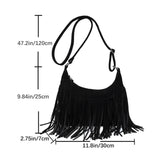 Maxbell Shoulder Handbag Tassel Purse Fashion Adjustable Strap Satchel Modern Black