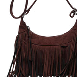 Maxbell Shoulder Handbag Tassel Purse Fashion Adjustable Strap Satchel Modern Brown