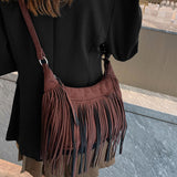 Maxbell Shoulder Handbag Tassel Purse Fashion Adjustable Strap Satchel Modern Brown