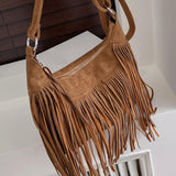 Maxbell Shoulder Handbag Tassel Purse Fashion Adjustable Strap Satchel Modern Light Brown