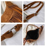 Maxbell Shoulder Handbag Tassel Purse Fashion Adjustable Strap Satchel Modern Light Brown