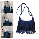 Maxbell Shoulder Handbag Tassel Purse Fashion Adjustable Strap Satchel Modern Blue