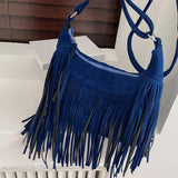 Maxbell Shoulder Handbag Tassel Purse Fashion Adjustable Strap Satchel Modern Blue