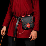 Maxbell Medieval Belt Pouch Durable Fanny Pack Purse Costume Accessories  Black Red