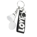Maxbell Sports Mini Badminton Keychain Keyring with Wrist Lanyard for Kids Men Black
