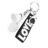 Maxbell Sports Mini Badminton Keychain Keyring with Wrist Lanyard for Kids Men Black