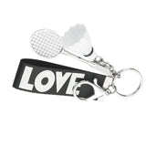Maxbell Sports Mini Badminton Keychain Keyring with Wrist Lanyard for Kids Men Black
