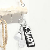 Maxbell Sports Mini Badminton Keychain Keyring with Wrist Lanyard for Kids Men Black