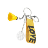 Maxbell Sports Mini Badminton Keychain Keyring with Wrist Lanyard for Kids Men Yellow