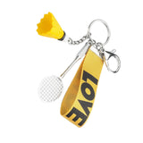 Maxbell Sports Mini Badminton Keychain Keyring with Wrist Lanyard for Kids Men Yellow