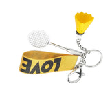 Maxbell Sports Mini Badminton Keychain Keyring with Wrist Lanyard for Kids Men Yellow