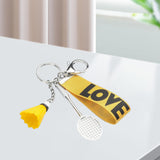 Maxbell Sports Mini Badminton Keychain Keyring with Wrist Lanyard for Kids Men Yellow