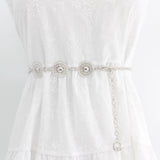 Maxbell Fashion Women Waist Chain Belt Waistband Metal Chain for Dress Shirts Outfit Silver