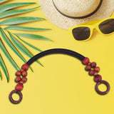 Maxbell Wooden Bead Bag Handle 48cm Bag Strap Purse Handles Strap Replacement DIY Red Brown