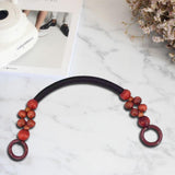 Maxbell Wooden Bead Bag Handle 48cm Bag Strap Purse Handles Strap Replacement DIY Red Brown