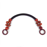 Maxbell Wooden Bead Bag Handle 48cm Bag Strap Purse Handles Strap Replacement DIY Red Brown
